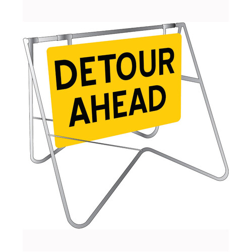 WORKWEAR, SAFETY & CORPORATE CLOTHING SPECIALISTS - 900x600mm - Swing Stand and Sign - Detour Ahead