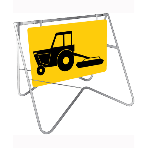 WORKWEAR, SAFETY & CORPORATE CLOTHING SPECIALISTS 900x600mm - Class 1 - Swing Stand and Sign - Mower Picto