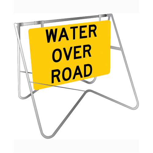 WORKWEAR, SAFETY & CORPORATE CLOTHING SPECIALISTS 900x600mm - Class 1 - Swing Stand and Sign - Water Over Road