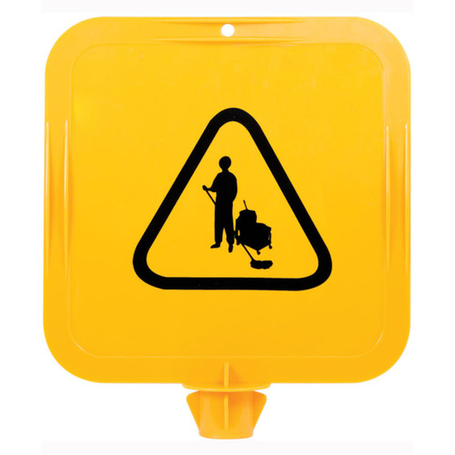 WORKWEAR, SAFETY & CORPORATE CLOTHING SPECIALISTS Yellow Lock-in Sign Frames - Cleaning Pictogram