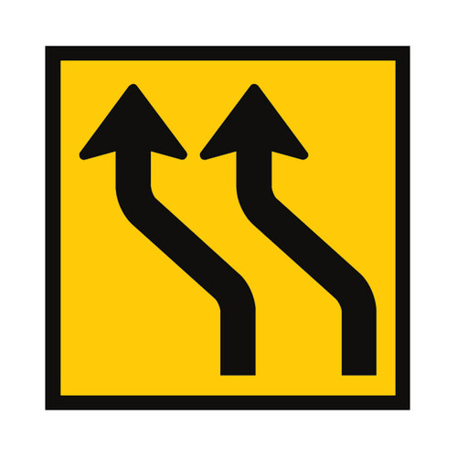 WORKWEAR, SAFETY & CORPORATE CLOTHING SPECIALISTS 600x300mm - Class 1 - Corflute - Lane Status Open (Double Arrow - Up and Curve Left)