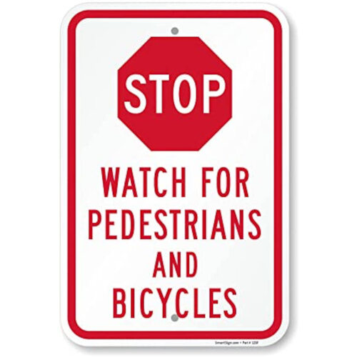 WORKWEAR, SAFETY & CORPORATE CLOTHING SPECIALISTS - 900x800mm - Aluminium - Class 1 Reflective - Watch For Bicycles and Pedestrians