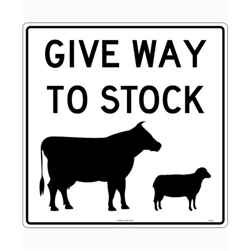 WORKWEAR, SAFETY & CORPORATE CLOTHING SPECIALISTS 600x600mm - Class 1 - Aluminium - Give Way To Stock (To Suit Swing Stand) - Black on White