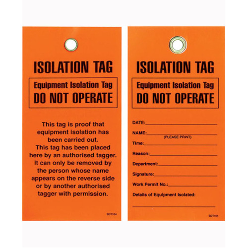 WORKWEAR, SAFETY & CORPORATE CLOTHING SPECIALISTS 75x160mm - Tear Proof Tags - Pkt of 25 - Equipment Isolation Tag Do Not Operate