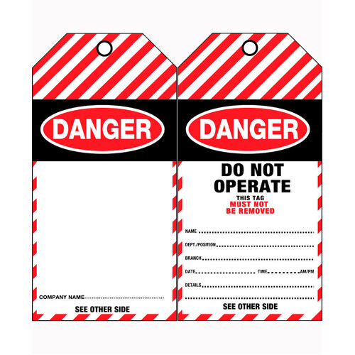 WORKWEAR, SAFETY & CORPORATE CLOTHING SPECIALISTS 75x160mm - Cardboard Tags - Pkt of 25 - Danger blank