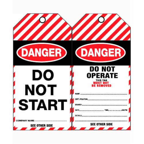 WORKWEAR, SAFETY & CORPORATE CLOTHING SPECIALISTS 75x160mm - Tear Proof Tags - Pkt of 25 - Danger Do Not Start