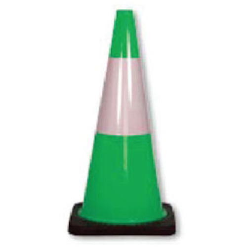 WORKWEAR, SAFETY & CORPORATE CLOTHING SPECIALISTS - 700mm - Cl.1 Reflective - Traffic Cones - Fluorescent Lime Green