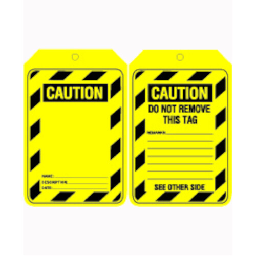 WORKWEAR, SAFETY & CORPORATE CLOTHING SPECIALISTS 90x140mm - Cardboard Tags - Pkt of 100 - Caution Blank