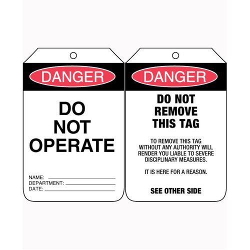WORKWEAR, SAFETY & CORPORATE CLOTHING SPECIALISTS 90x140mm - Cardboard Tags - Pkt of 100 - Danger Do Not Operate