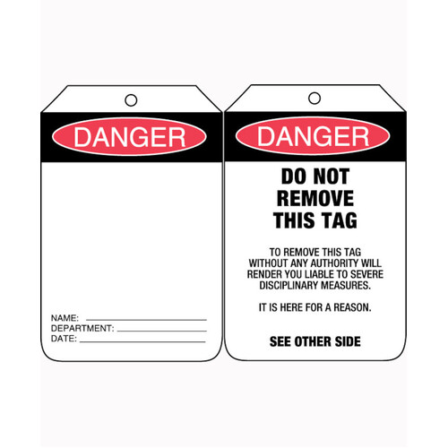 WORKWEAR, SAFETY & CORPORATE CLOTHING SPECIALISTS - 90x140mm - Cardboard Tags - Pkt of 100 - Danger Blank