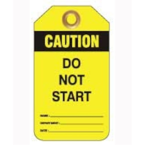 WORKWEAR, SAFETY & CORPORATE CLOTHING SPECIALISTS - 80x140mm -  Heavy Duty PVC Tags - Pkt of 25 - Caution Do Not Start