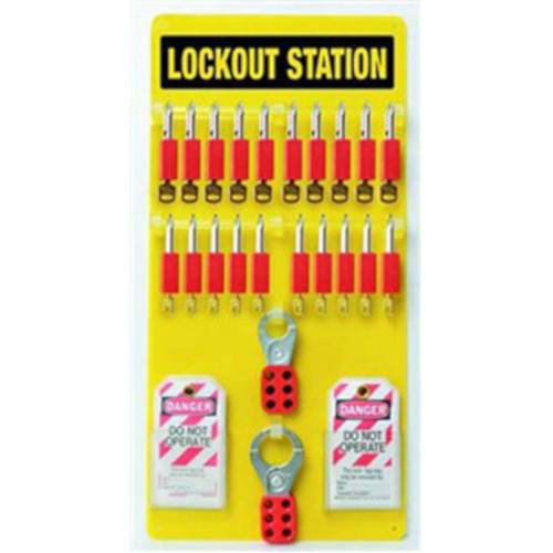 WORKWEAR, SAFETY & CORPORATE CLOTHING SPECIALISTS 520x320mm - 24 Lock Lockout Station - Includes 24 Premium Red Locks (UL418), 2 x 25mm Hasps (UL420),