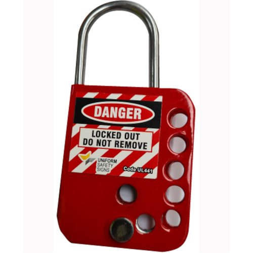 WORKWEAR, SAFETY & CORPORATE CLOTHING SPECIALISTS Heavy Duty Hasp - Red - 7 Hole
