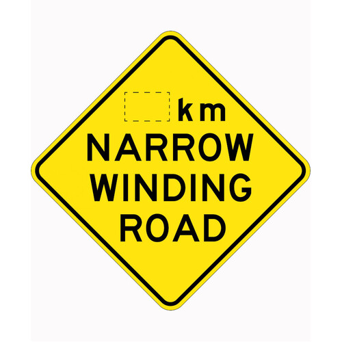 WORKWEAR, SAFETY & CORPORATE CLOTHING SPECIALISTS - 900x900mm - Aluminium - Class 1 Reflective - __km Narrow Winding Road