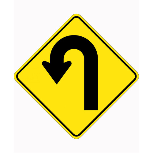 WORKWEAR, SAFETY & CORPORATE CLOTHING SPECIALISTS 900x900mm - Aluminium - Class 1 Reflective - Hairpin Bend Left-Black-900x900mm