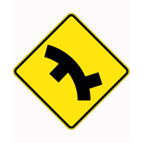 WORKWEAR, SAFETY & CORPORATE CLOTHING SPECIALISTS 900x900mm - Aluminium - Class 1 Reflective - Successive Side Road Junction Left-Black-900x900mm