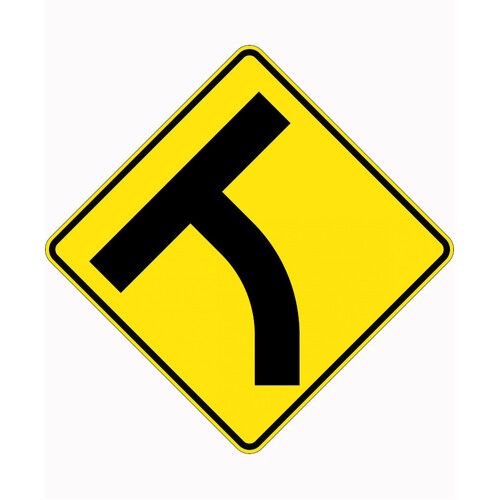 WORKWEAR, SAFETY & CORPORATE CLOTHING SPECIALISTS - 900x900mm - Aluminium - Class 1 Reflective - T Intersection Curved Approach (Left)