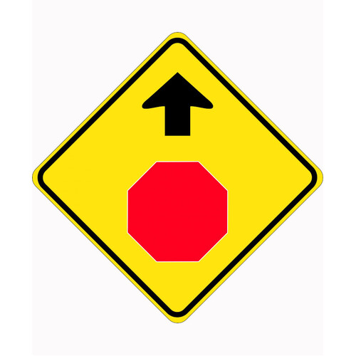 WORKWEAR, SAFETY & CORPORATE CLOTHING SPECIALISTS - 750x750mm - Aluminium - Class 1 Reflective - Stop Sign Ahead