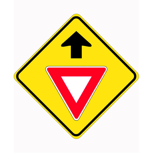 WORKWEAR, SAFETY & CORPORATE CLOTHING SPECIALISTS - 750x750mm - Aluminium - Class 1 Reflective - Give Way Sign Ahead