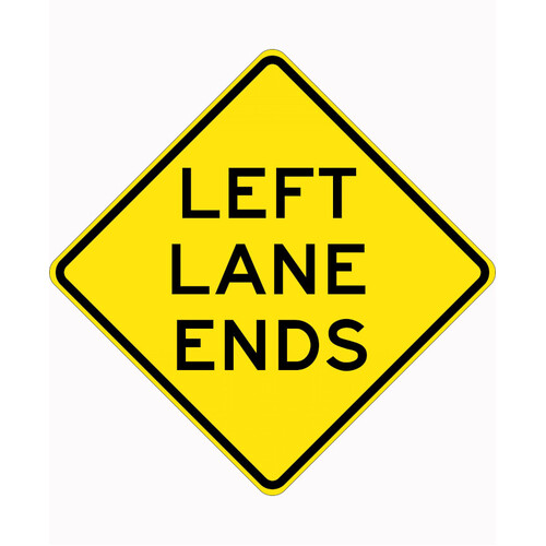 WORKWEAR, SAFETY & CORPORATE CLOTHING SPECIALISTS 900x900mm - Aluminium - Class 1 Reflective - Left Lane Ends