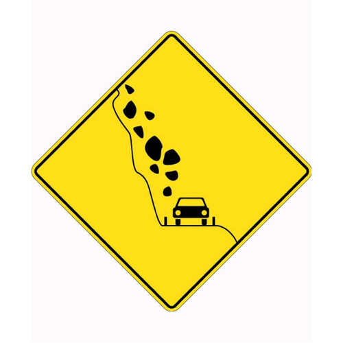 WORKWEAR, SAFETY & CORPORATE CLOTHING SPECIALISTS 750x750mm - Aluminium - Class 1 Reflective - Falling Rocks Picto