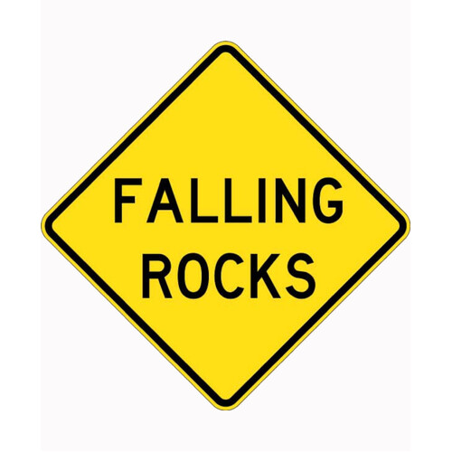 WORKWEAR, SAFETY & CORPORATE CLOTHING SPECIALISTS - 900x900mm - Aluminium - Class 1 Reflective - Falling Rocks