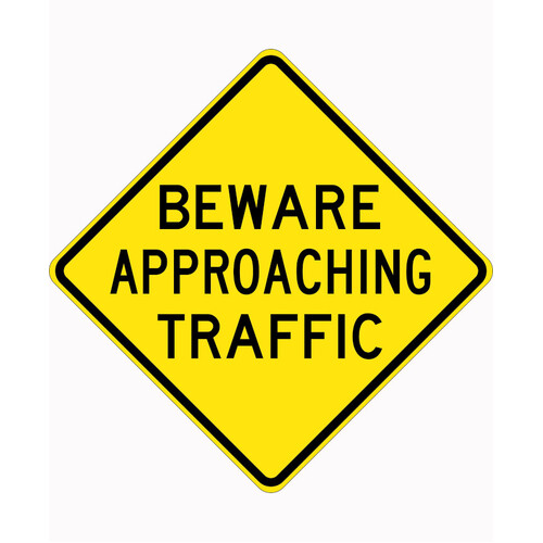 WORKWEAR, SAFETY & CORPORATE CLOTHING SPECIALISTS - 750x750mm - Aluminium - Class 1 Reflective - Beware Approaching Traffic