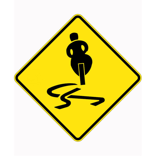 WORKWEAR, SAFETY & CORPORATE CLOTHING SPECIALISTS 900x900mm - Aluminium - Class 1 Reflective - Hazardous Motorcycle Curve Right