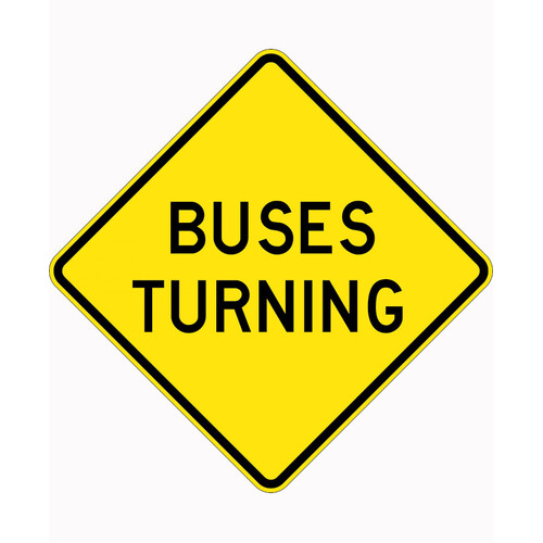 WORKWEAR, SAFETY & CORPORATE CLOTHING SPECIALISTS - 900x900mm - Aluminium - Class 1 Reflective - Buses Turning