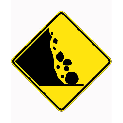 WORKWEAR, SAFETY & CORPORATE CLOTHING SPECIALISTS - 900x900mm - Aluminium - Class 1 Reflective - Fallen Rocks Picto