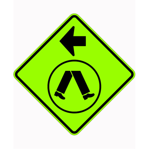 WORKWEAR, SAFETY & CORPORATE CLOTHING SPECIALISTS 750x750mm - Aluminium - Class 1 Reflective - Pedestrian Crossing Left