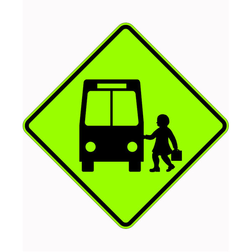 WORKWEAR, SAFETY & CORPORATE CLOTHING SPECIALISTS - 900x900mm - Aluminium - Class 1 Reflective - School Bus (Front View)