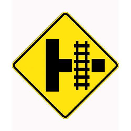 WORKWEAR, SAFETY & CORPORATE CLOTHING SPECIALISTS 900x900mm - Aluminium - Class 1 Reflective - Train Crossing T Junction