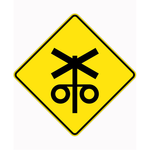 WORKWEAR, SAFETY & CORPORATE CLOTHING SPECIALISTS 750x750mm - Aluminium - Class 1 Reflective - Railway Level Crossing Flashing Signal Ahead