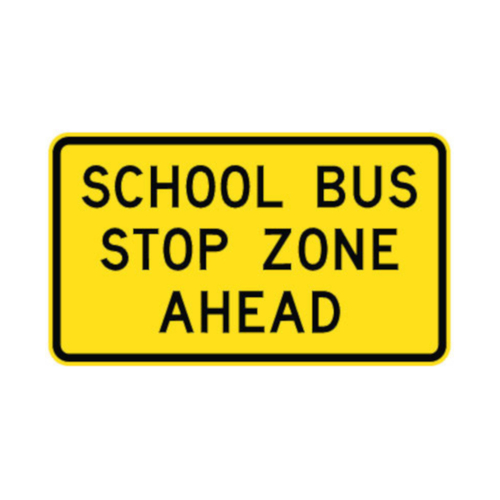 WORKWEAR, SAFETY & CORPORATE CLOTHING SPECIALISTS 960x560mm - Aluminium - Class 1 Reflective - School Bus Stop Zone Ahead