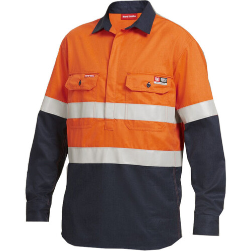 WORKWEAR, SAFETY & CORPORATE CLOTHING SPECIALISTS Protect - Shieldtec Hi-Vis Closed Two Tone Closed Front Shirt with Tape Long Sleeve