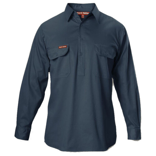 WORKWEAR, SAFETY & CORPORATE CLOTHING SPECIALISTS - Foundations - Cotton Drill Closed Front Shirt Long Sleeve