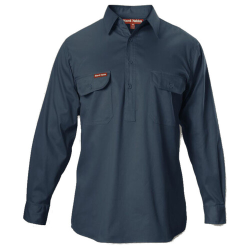 WORKWEAR, SAFETY & CORPORATE CLOTHING SPECIALISTS Foundations - Cotton Drill Closed Front Shirt Long Sleeve