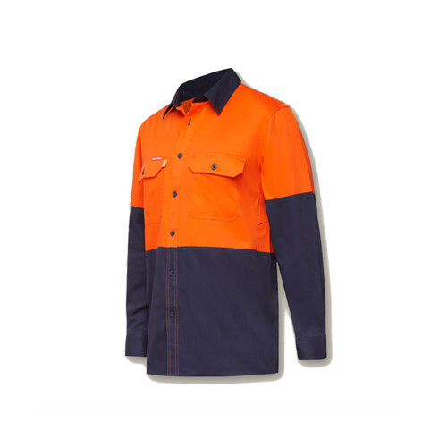 WORKWEAR, SAFETY & CORPORATE CLOTHING SPECIALISTS Koolgear - Ventilated Hi-Vis Two Tone Shirt Long Sleeve