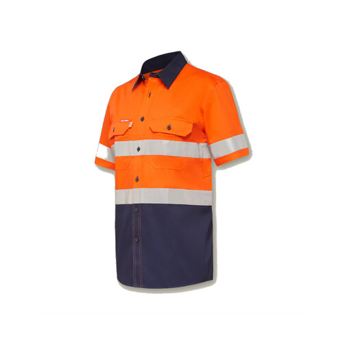 WORKWEAR, SAFETY & CORPORATE CLOTHING SPECIALISTS Koolgear - Ventilated Hi-Vis Two Tone Shirt with Tape Short Sleeve
