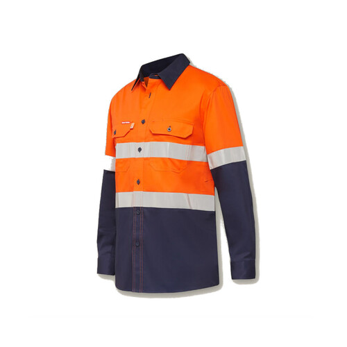 WORKWEAR, SAFETY & CORPORATE CLOTHING SPECIALISTS Koolgear - Ventilated Hi-Vis Two Tone Shirt with Tape Long Sleeve