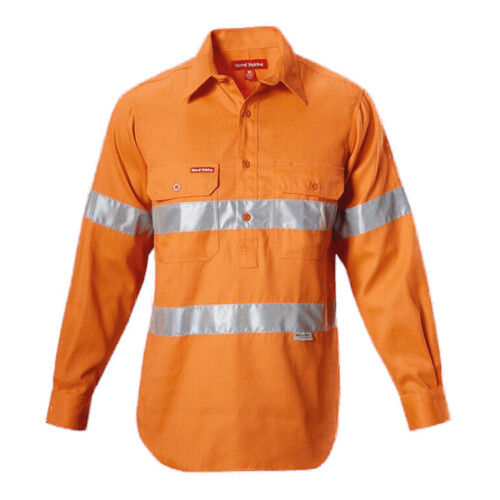 WORKWEAR, SAFETY & CORPORATE CLOTHING SPECIALISTS Foundations - Hi-Vis Closed Front Drill Shirt with 3M Tape Long Sleeve