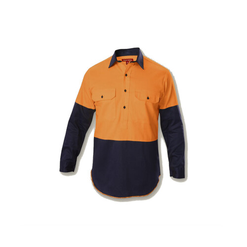 WORKWEAR, SAFETY & CORPORATE CLOTHING SPECIALISTS Foundations - Hi-Visibility Two Tone Closed Front Shirt with Gusset LS