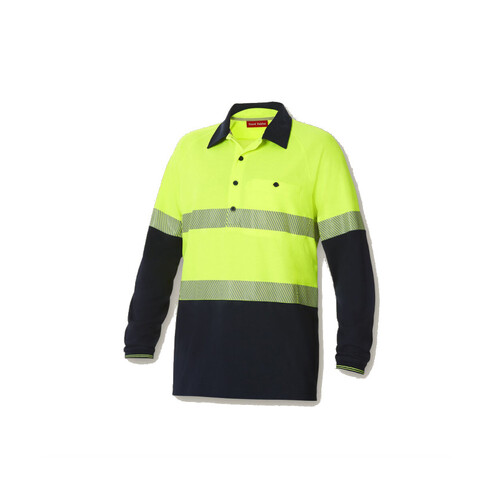 WORKWEAR, SAFETY & CORPORATE CLOTHING SPECIALISTS Koolgear - Ventilated Hi-Vis Two Tone Polo with Segemented Tape Long Sleeve