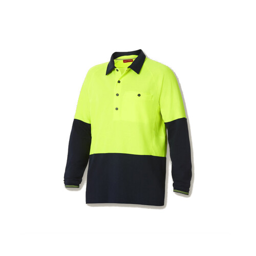 WORKWEAR, SAFETY & CORPORATE CLOTHING SPECIALISTS Koolgear - Ventilated Hi-Vis Two Tone Polo Long Sleeve