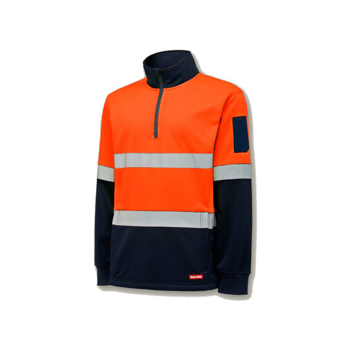 WORKWEAR, SAFETY & CORPORATE CLOTHING SPECIALISTS Foundations - HI VIS 2TONE 1/4 ZIP BRUSHED FLEECE JUMPER WITH TAPE