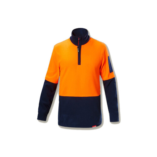 WORKWEAR, SAFETY & CORPORATE CLOTHING SPECIALISTS Foundations - HI VIS 2TONE 1/4 ZIP BRUSHED FLEECE JUMPER